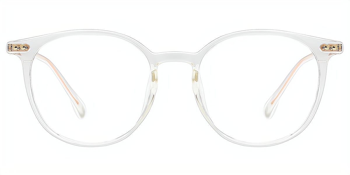 Clear Oval Elegant Mixed Materials Eyeglasses