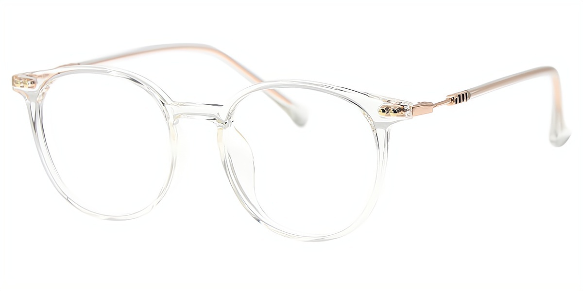 Clear Oval Elegant Mixed Materials Eyeglasses
