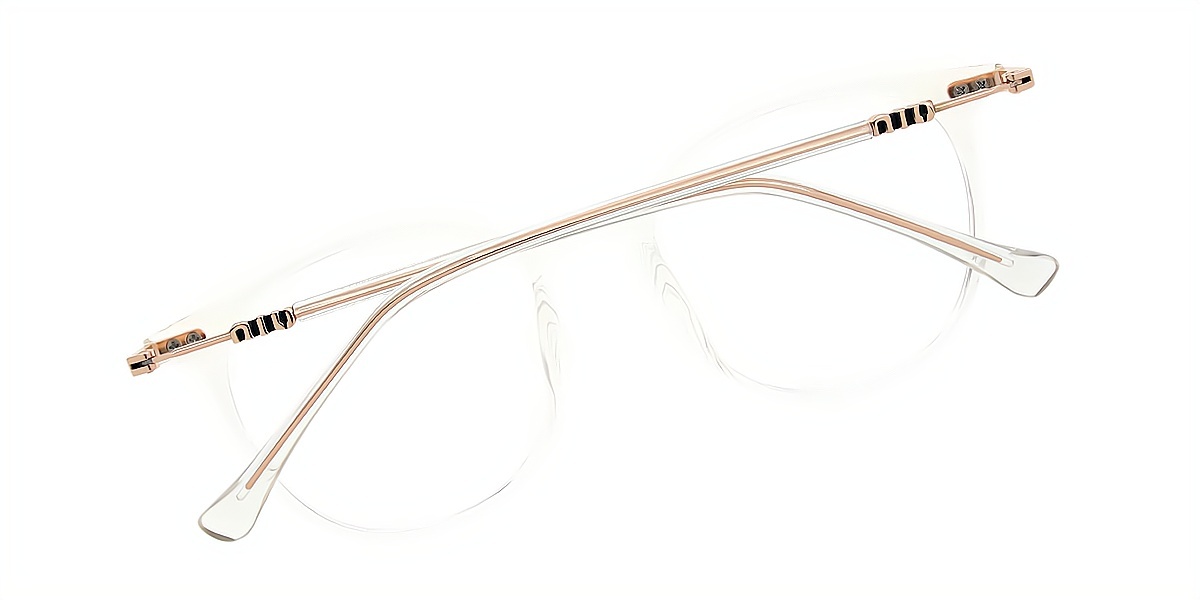 Clear Oval Elegant Mixed Materials Eyeglasses