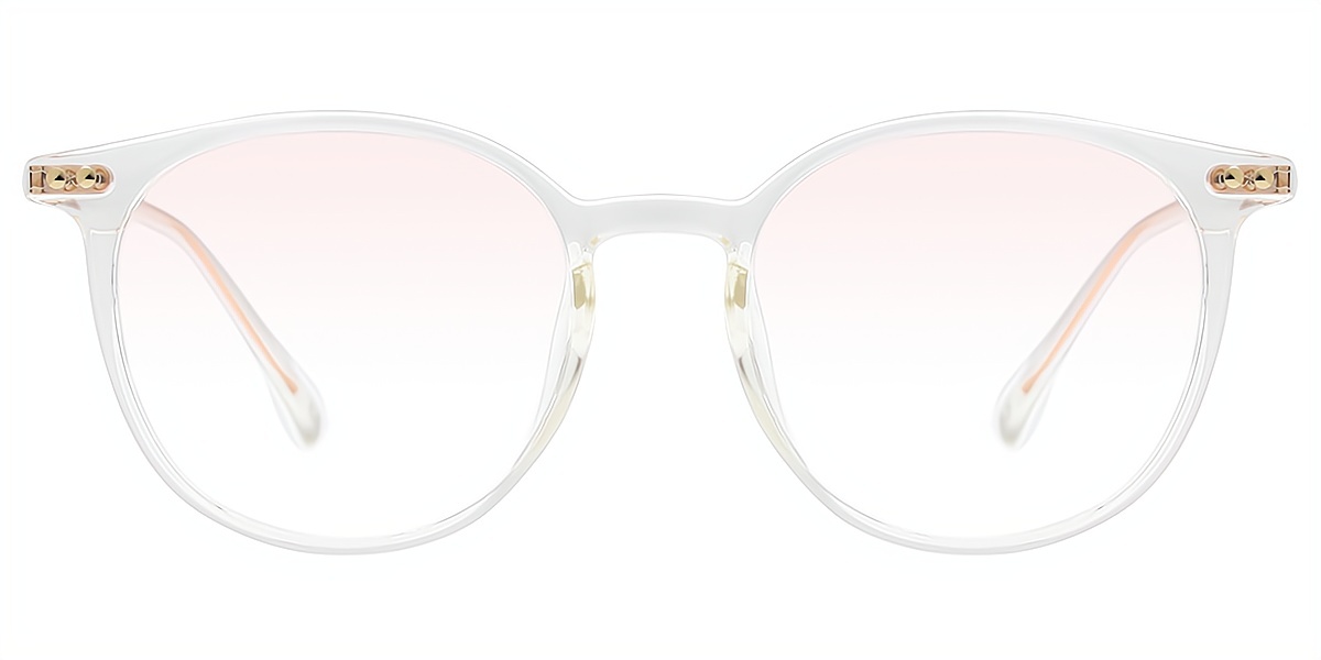 Clear Oval Elegant Mixed Materials Eyeglasses
