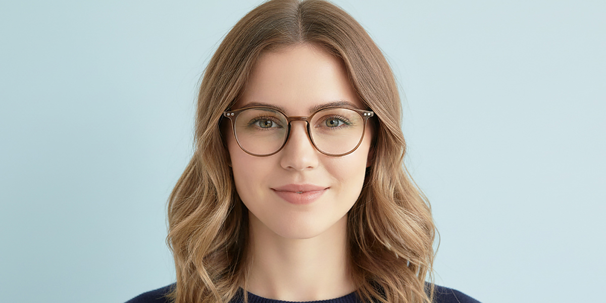 Brown Oval Elegant Mixed Materials Eyeglasses
