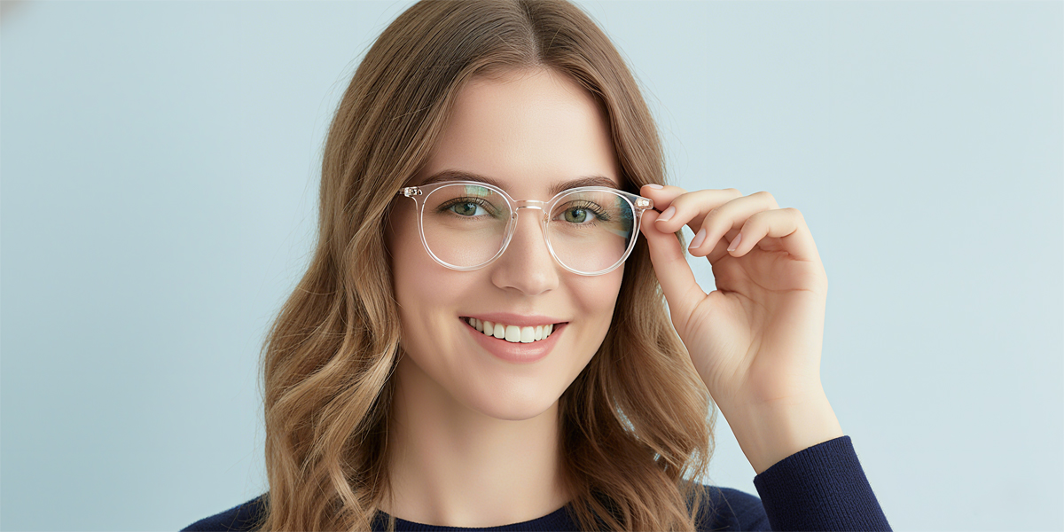 Clear Oval Elegant Mixed Materials Eyeglasses