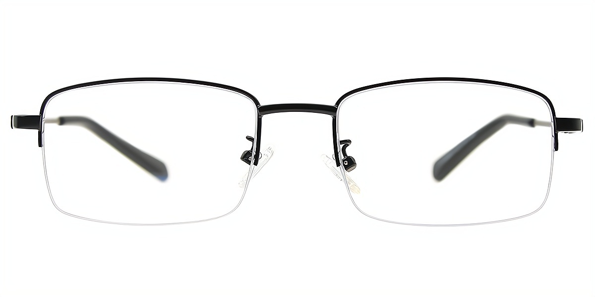 Black Rectangle Simple Metal Eyeglasses