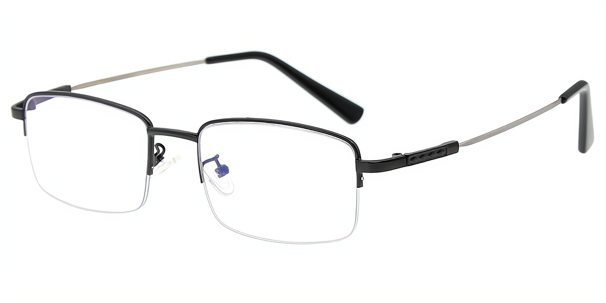Black Rectangle Simple Metal Eyeglasses
