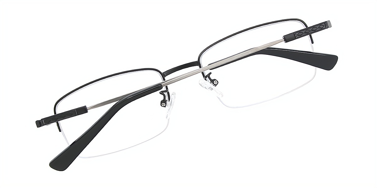 Black Rectangle Simple Metal Eyeglasses