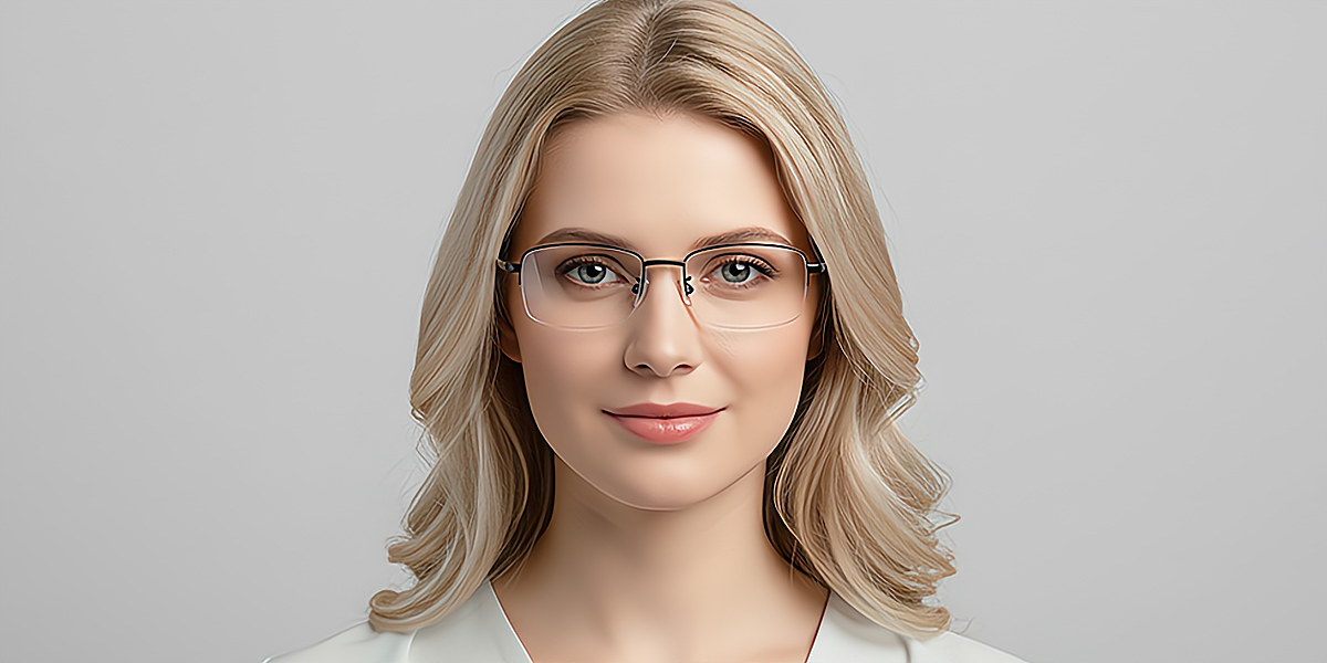 Black Rectangle Simple Metal Eyeglasses