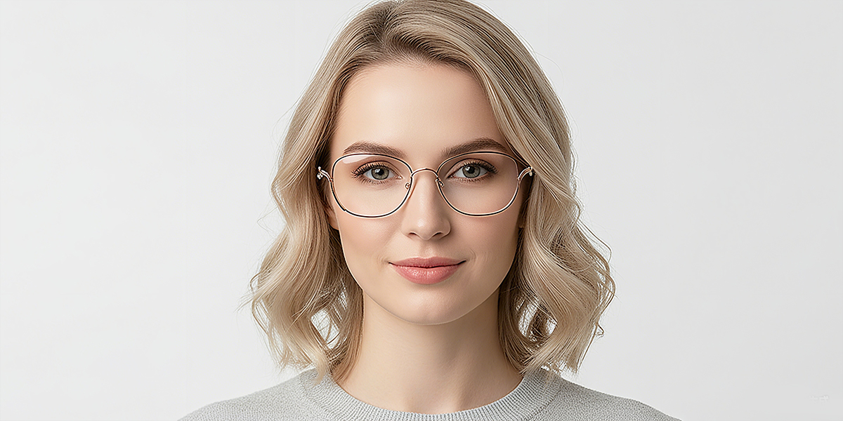 Brown Oval Elegant Metal Eyeglasses