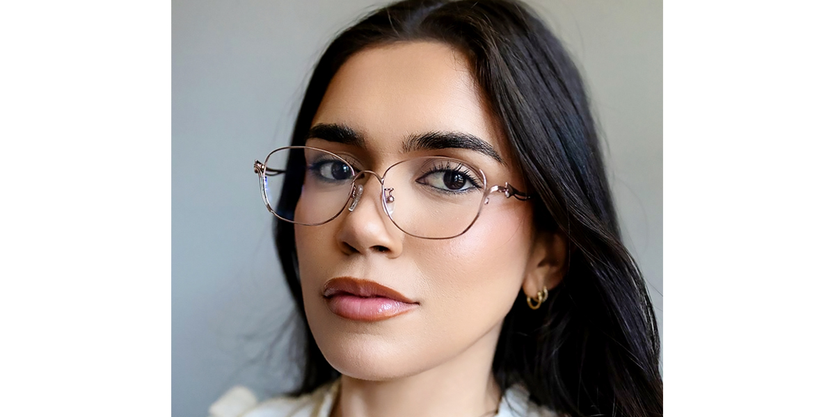 Pink Oval Elegant Metal Eyeglasses