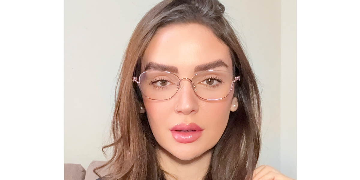 Pink Oval Elegant Metal Eyeglasses