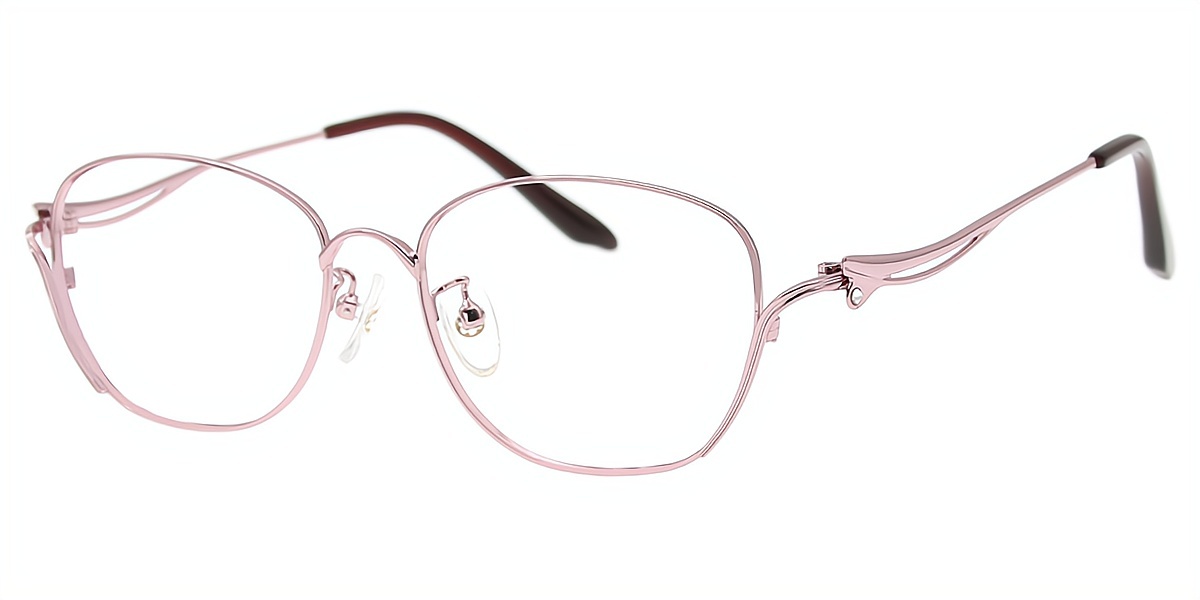 Pink Oval Elegant Metal Eyeglasses