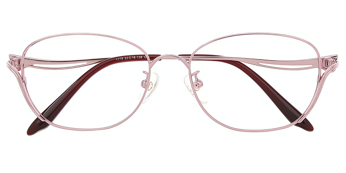 Pink Oval Elegant Metal Eyeglasses