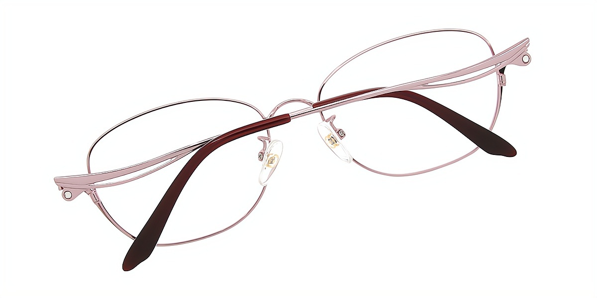 Pink Oval Elegant Metal Eyeglasses
