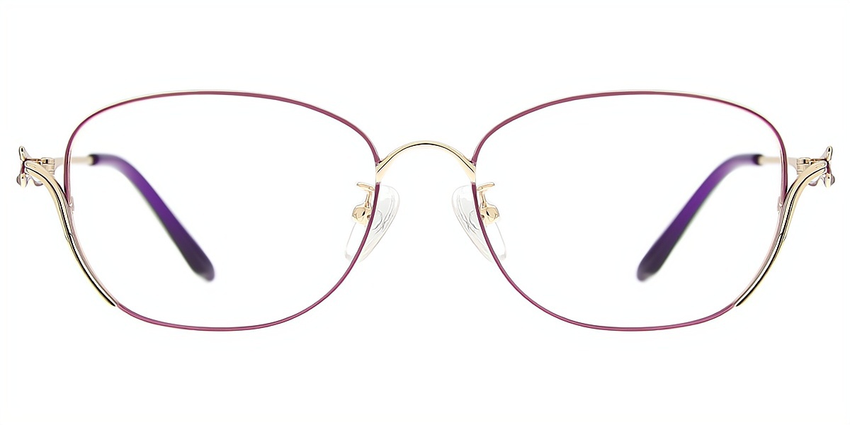 Purple Oval Elegant Metal Eyeglasses