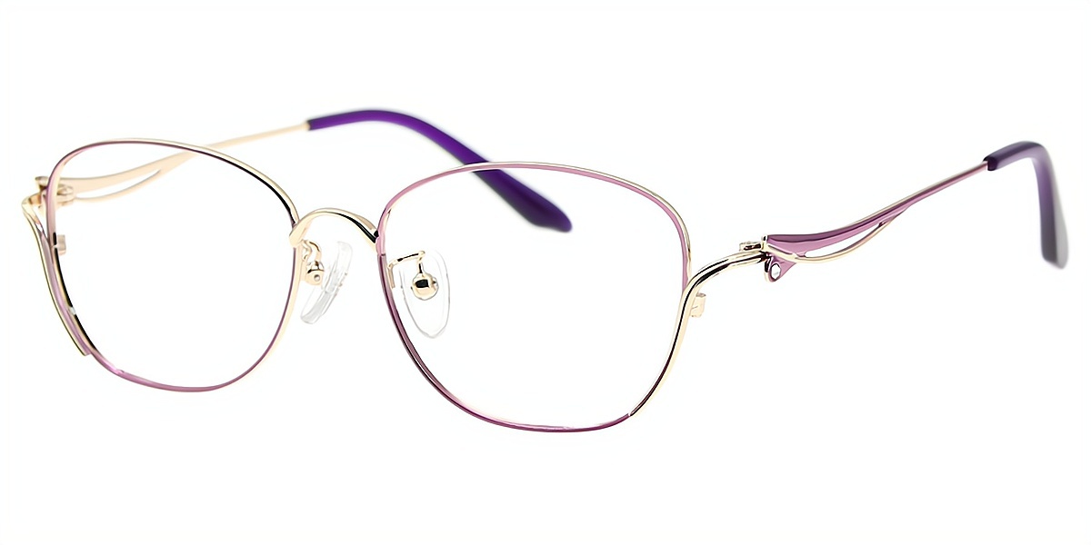 Purple Oval Elegant Metal Eyeglasses