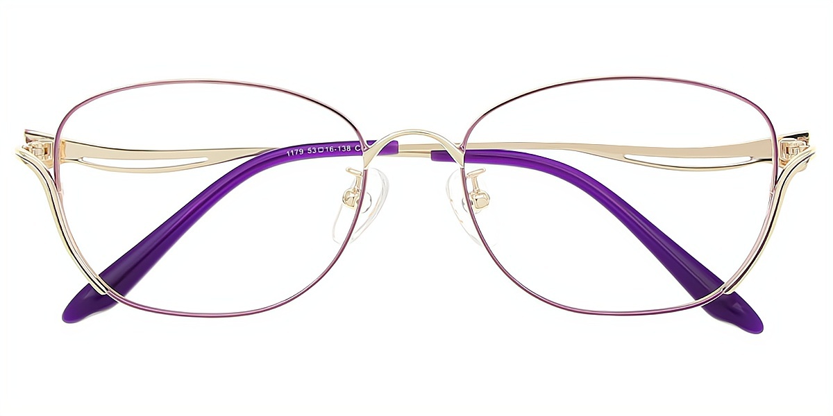 Purple Oval Elegant Metal Eyeglasses