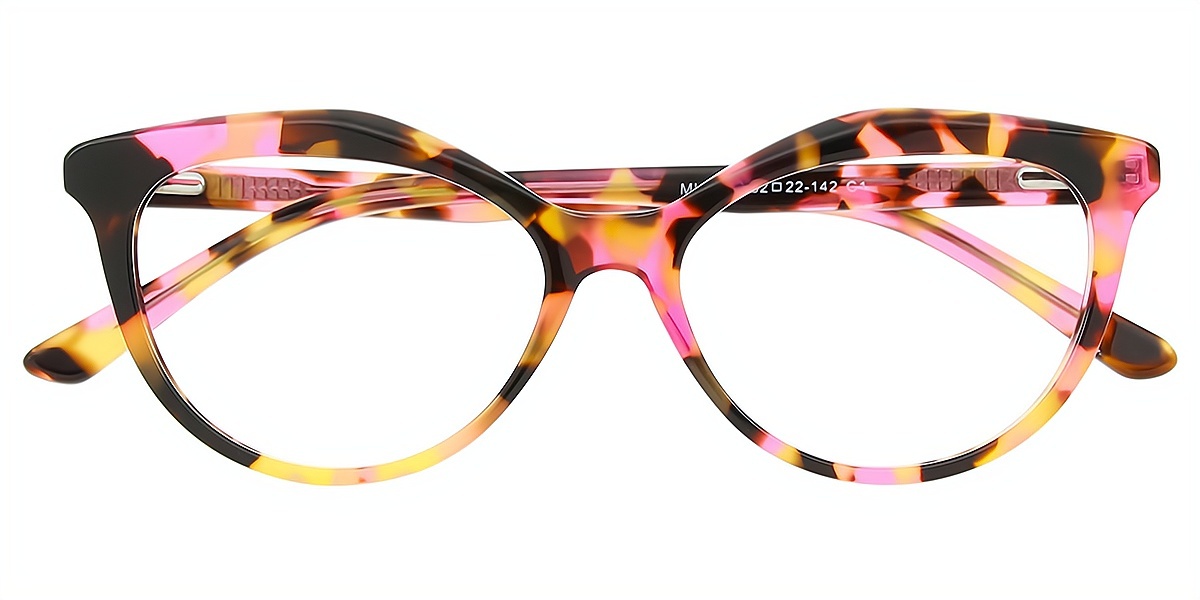 Multicolor Cat Eye Ornate Acetate Eyeglasses