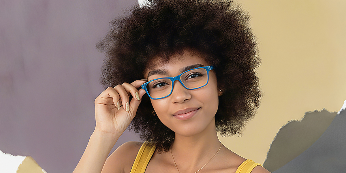 Blue Rectangle Refined Acetate Eyeglasses