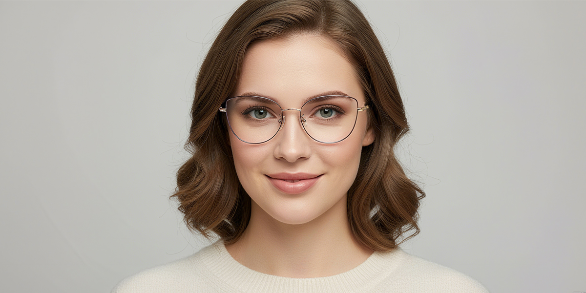 Purple Cat Eye Refined Metal Eyeglasses