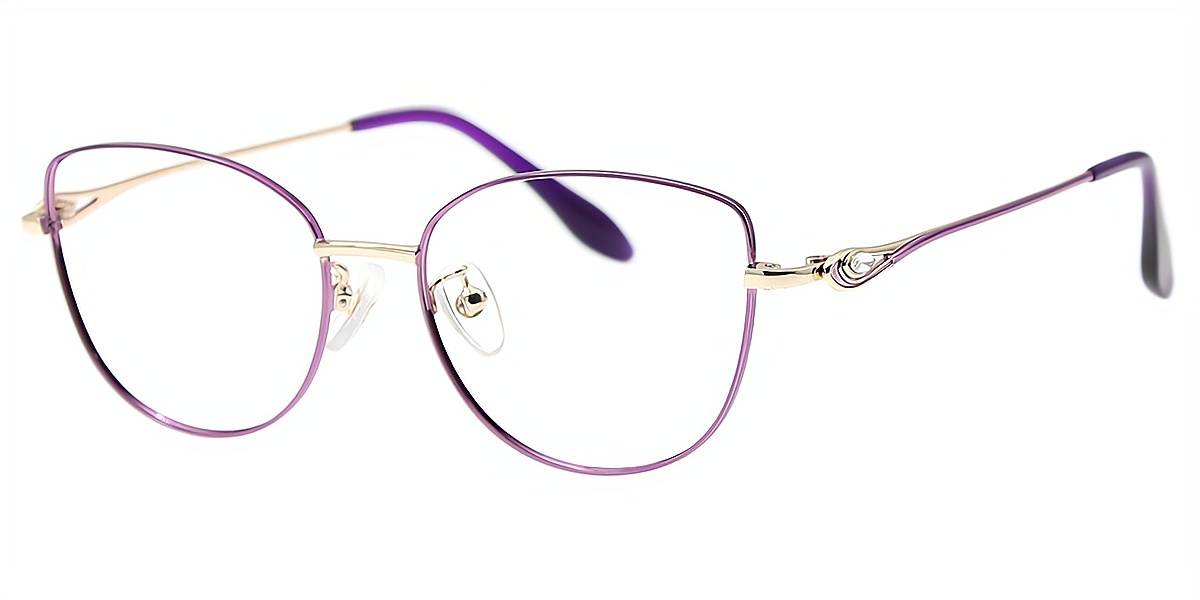 Purple Cat Eye Refined Metal Eyeglasses