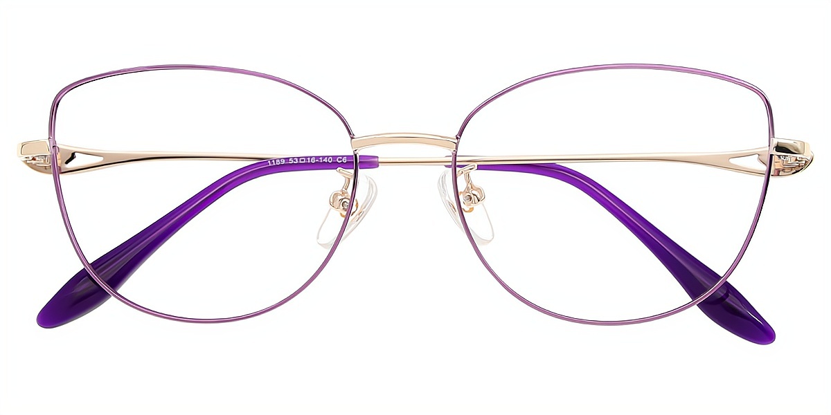 Purple Cat Eye Refined Metal Eyeglasses