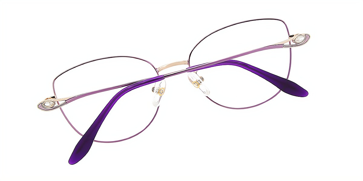 Purple Cat Eye Refined Metal Eyeglasses