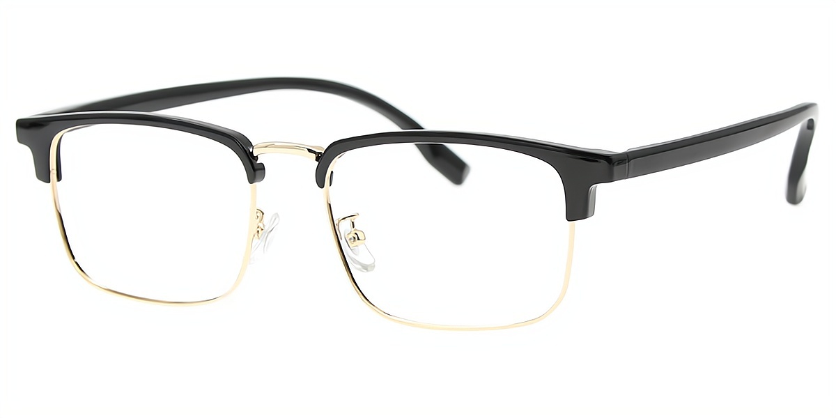 Black Browline Classic Mixed Materials Eyeglasses