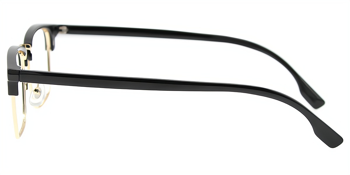 Black Browline Classic Mixed Materials Eyeglasses