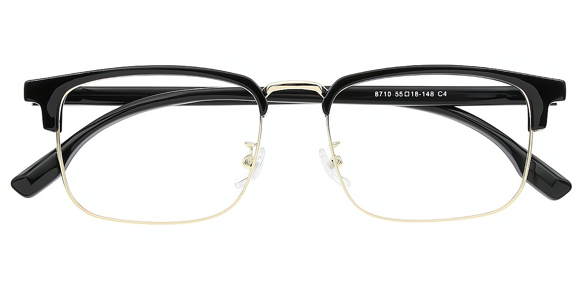 Black Browline Classic Mixed Materials Eyeglasses