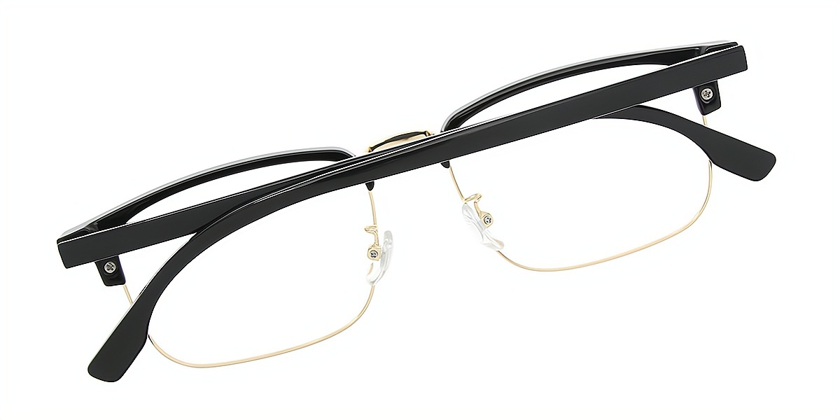 Black Browline Classic Mixed Materials Eyeglasses