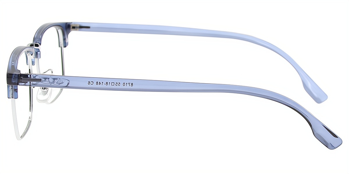 Blue Browline Classic Mixed Materials Eyeglasses