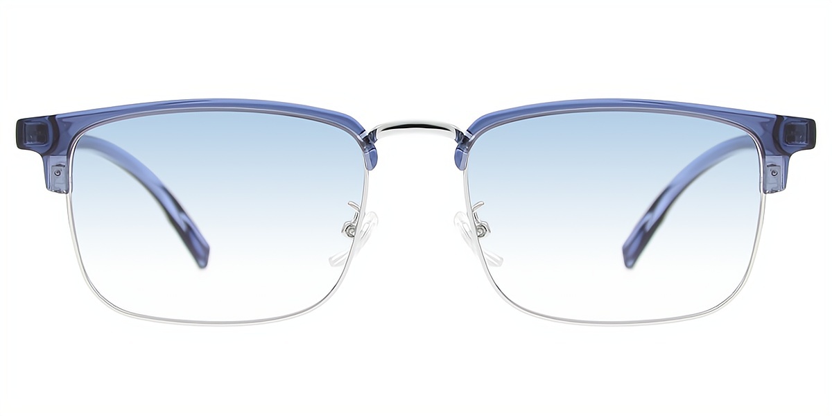 Blue Browline Classic Mixed Materials Eyeglasses