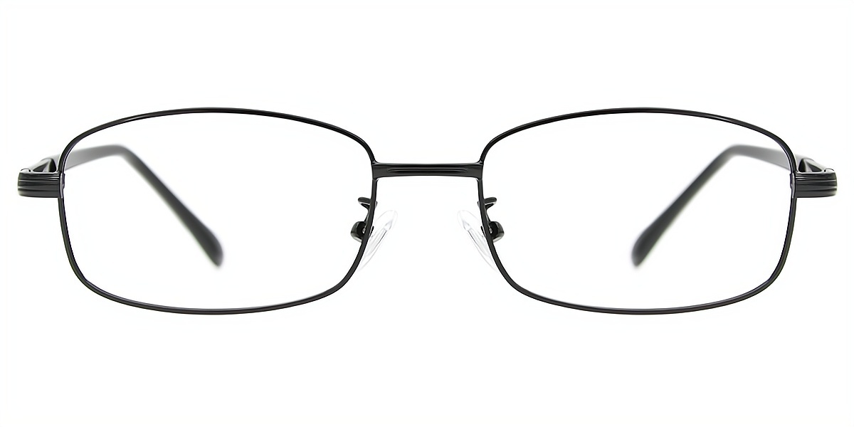 Black Rectangle Simple Metal Eyeglasses