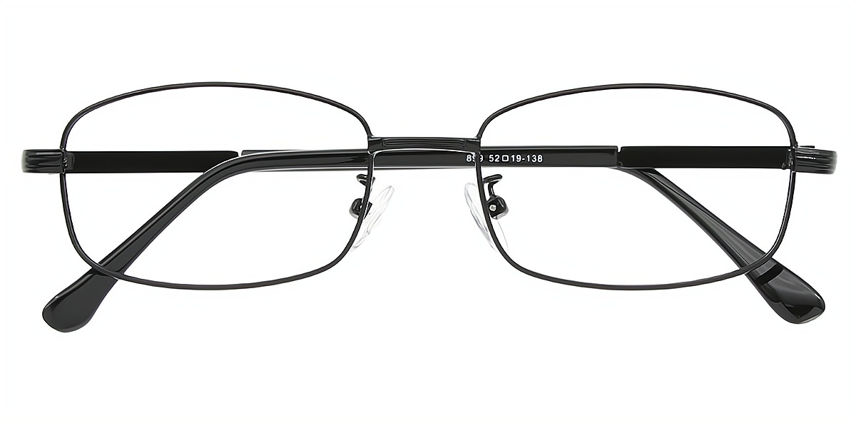 Black Rectangle Simple Metal Eyeglasses
