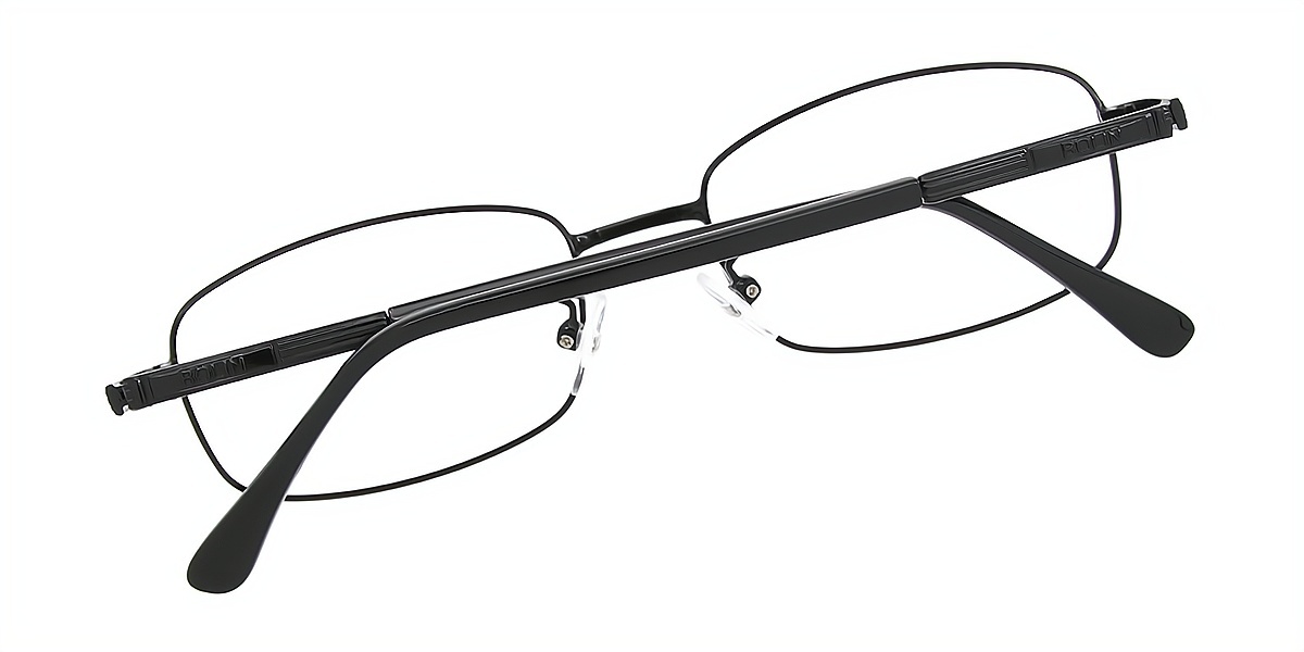 Black Rectangle Simple Metal Eyeglasses