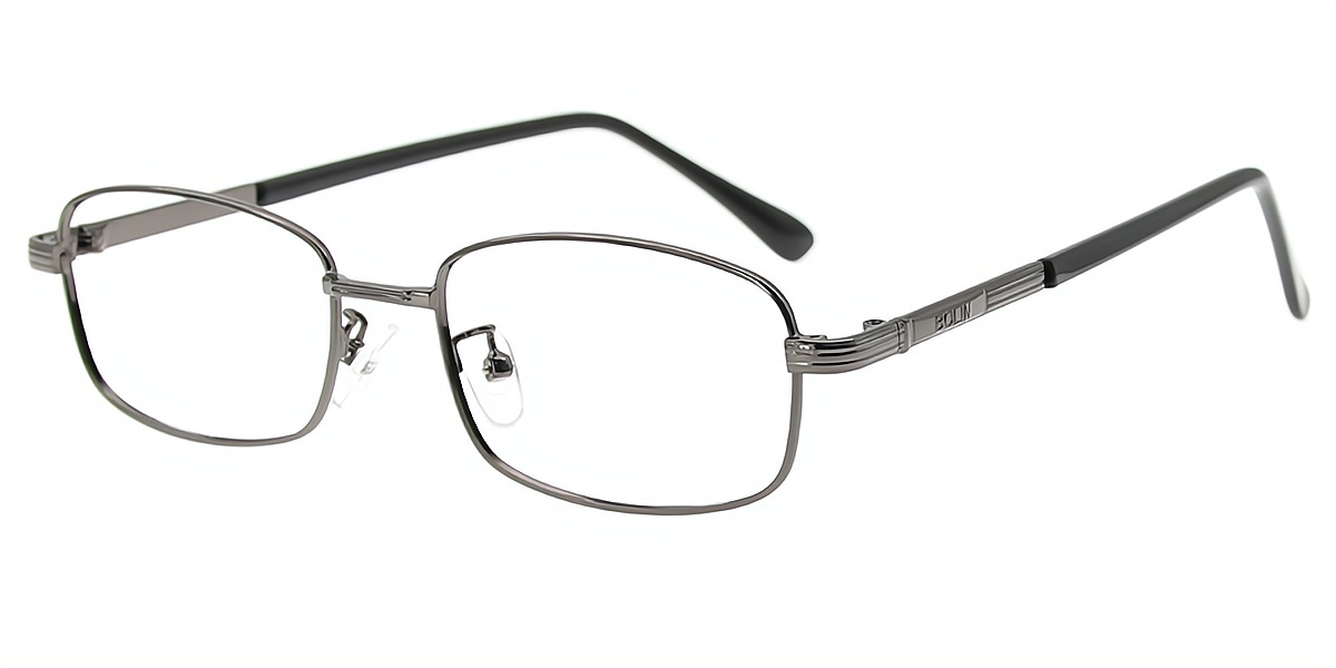 Gray Rectangle Simple Metal Eyeglasses