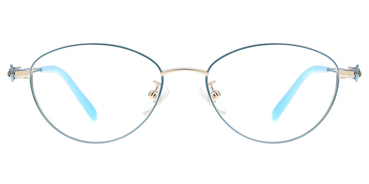 Blue Oval Refined Metal Eyeglasses