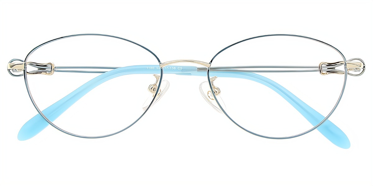 Blue Oval Refined Metal Eyeglasses