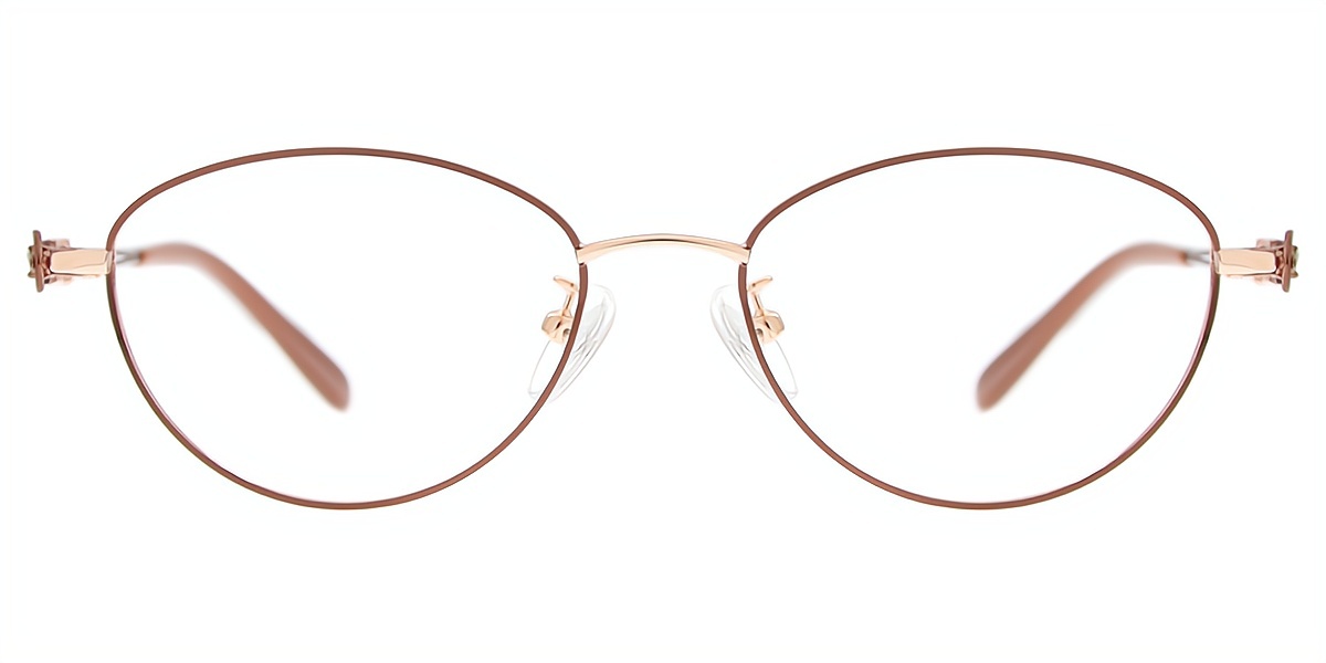 Brown Oval Refined Metal Eyeglasses