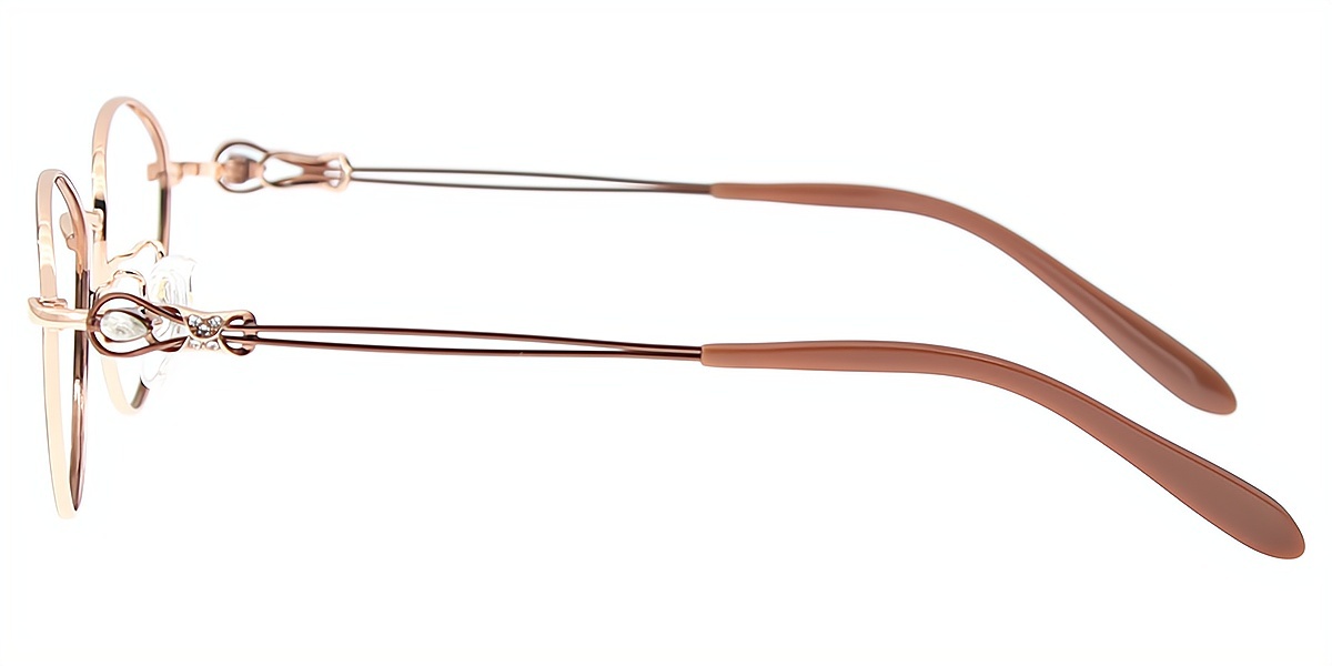 Brown Oval Refined Metal Eyeglasses