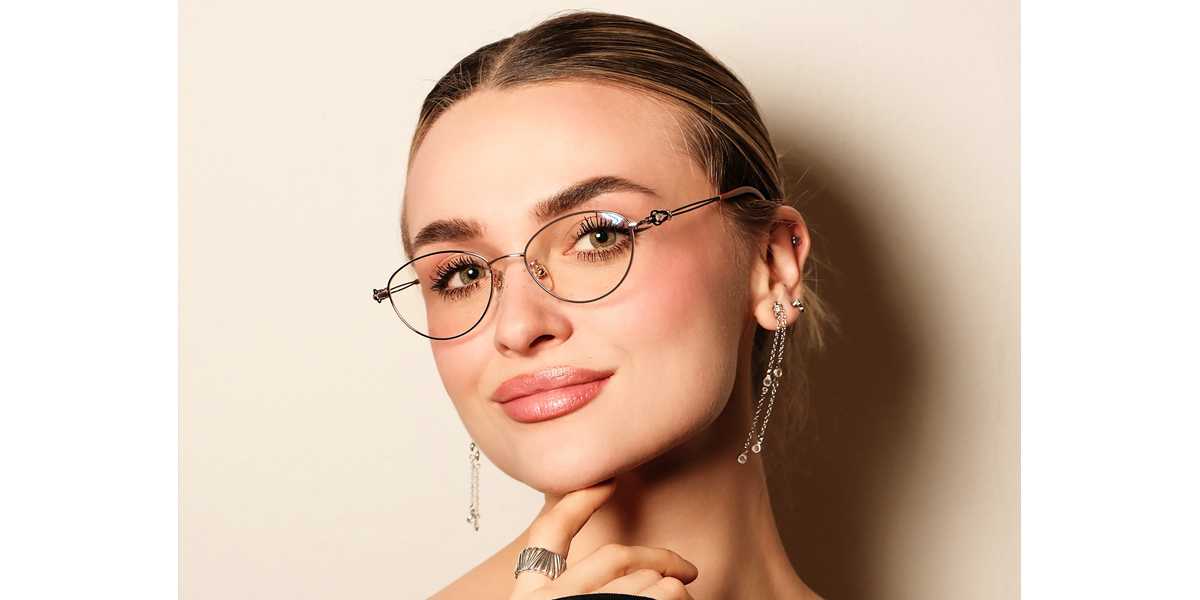 Brown Oval Refined Metal Eyeglasses