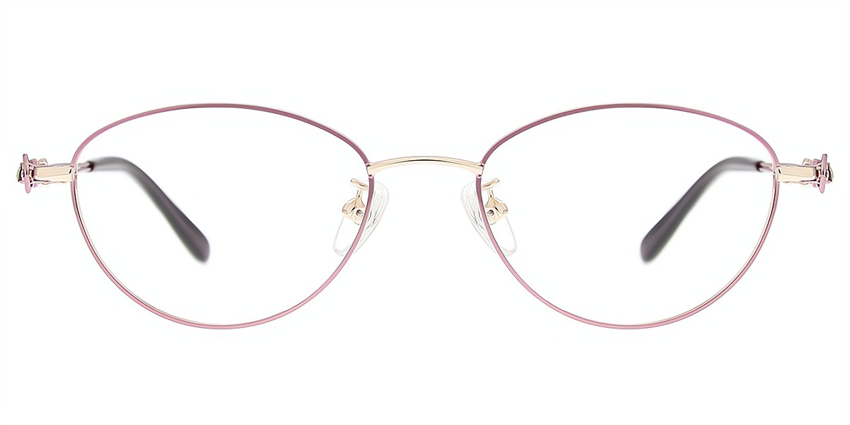 Pink Oval Refined Metal Eyeglasses