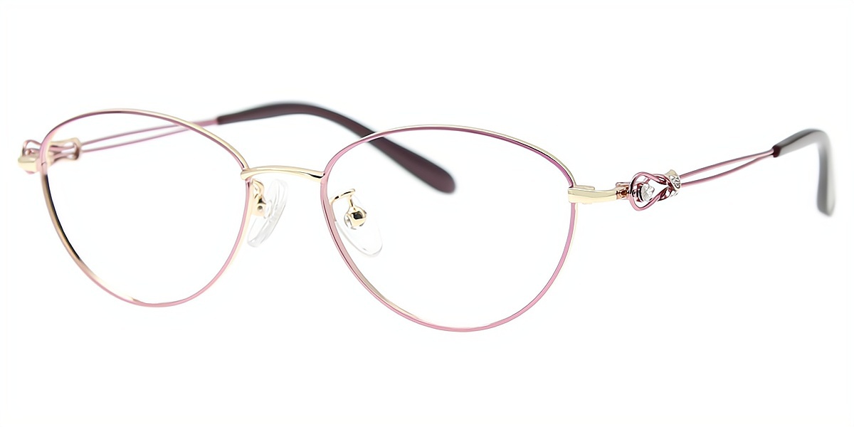 Pink Oval Refined Metal Eyeglasses