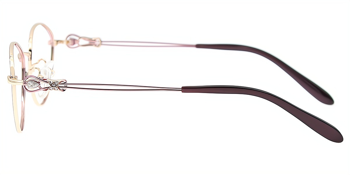 Pink Oval Refined Metal Eyeglasses