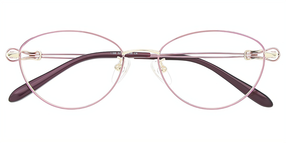 Pink Oval Refined Metal Eyeglasses