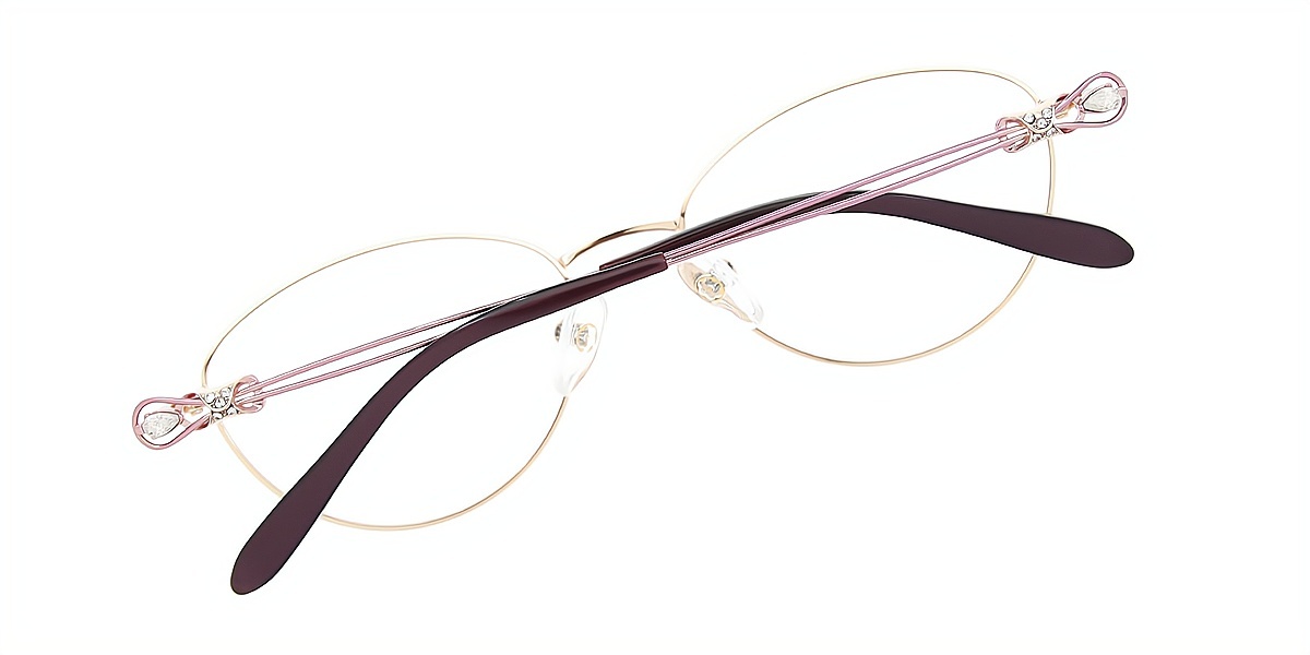 Pink Oval Refined Metal Eyeglasses