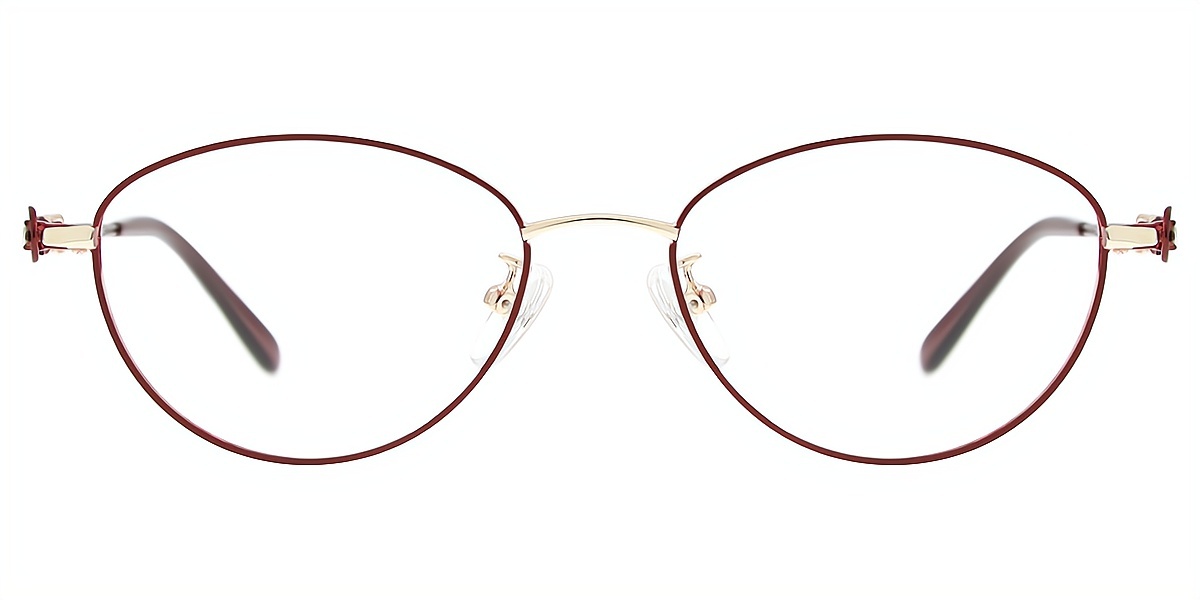 Red Oval Refined Metal Eyeglasses