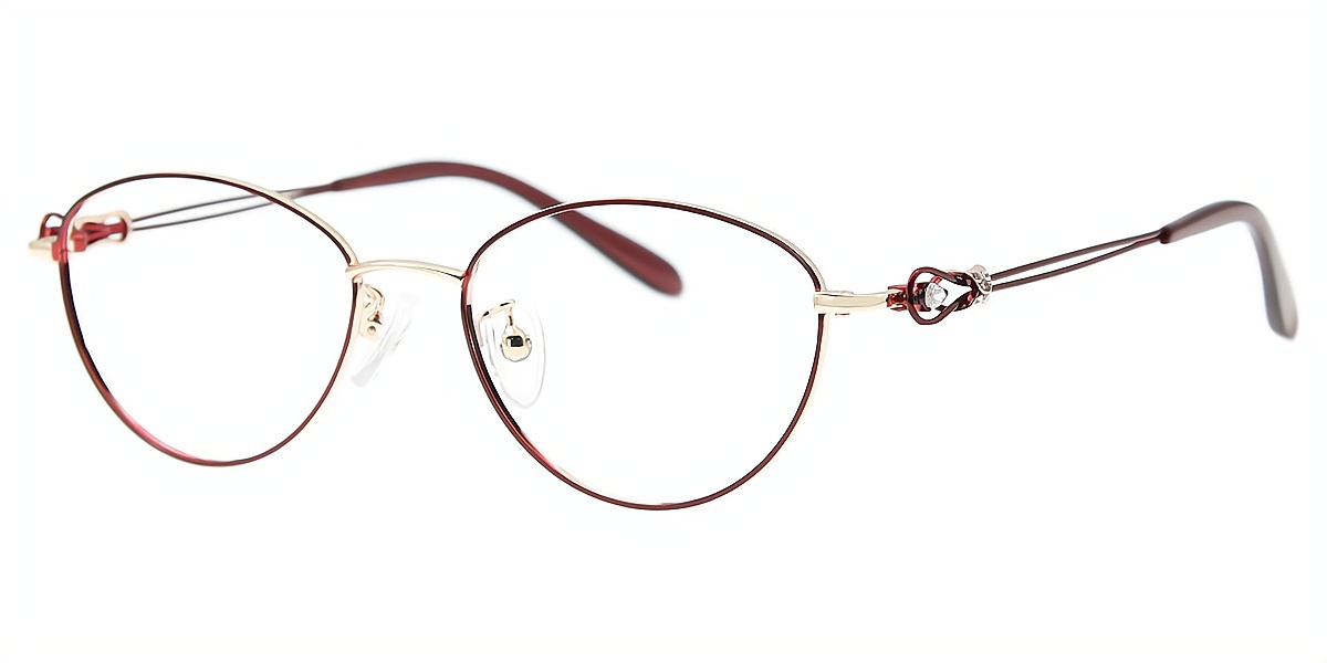 Red Oval Refined Metal Eyeglasses