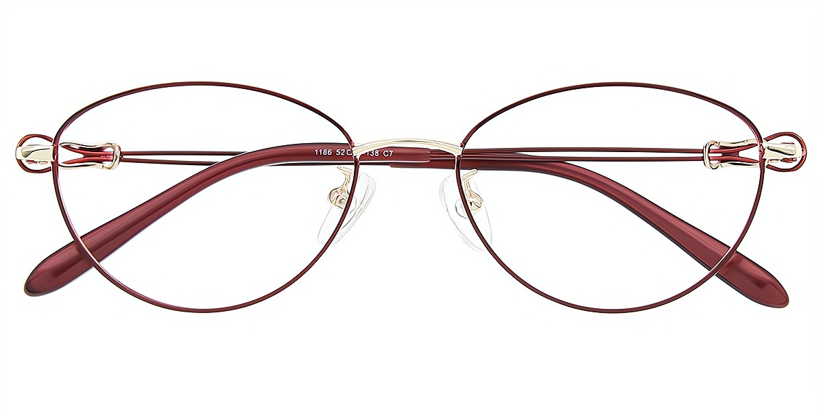Red Oval Refined Metal Eyeglasses