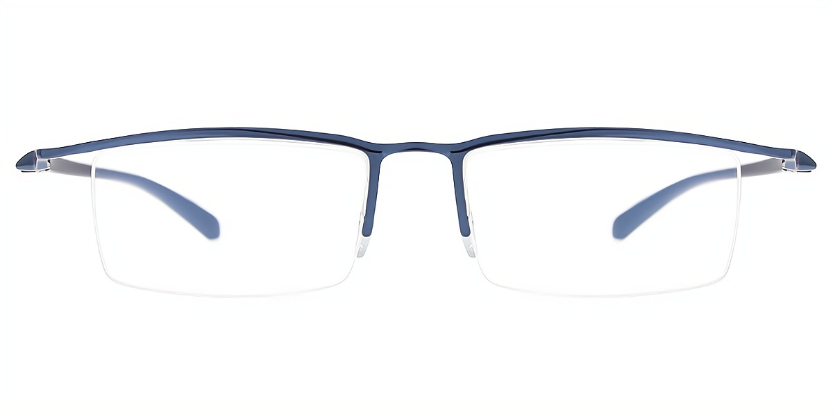 Blue Browline Chic Mixed Materials Eyeglasses