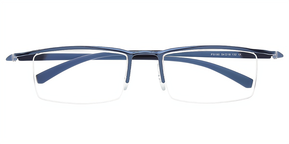 Blue Browline Chic Mixed Materials Eyeglasses